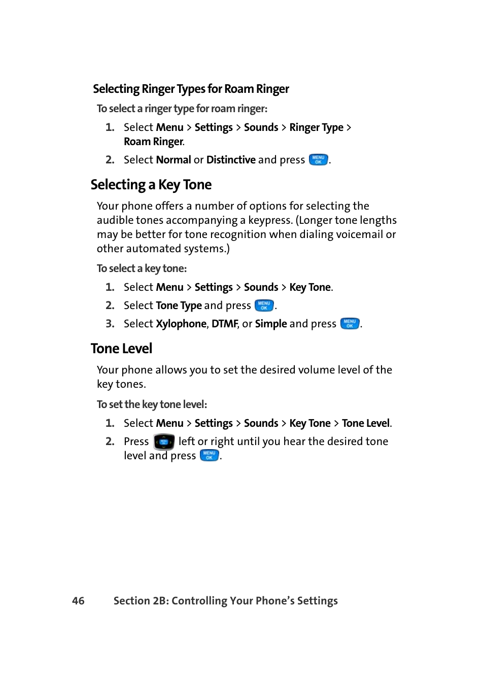 Selecting a key tone, Tone level | Samsung A420 User Manual | Page 62 / 164