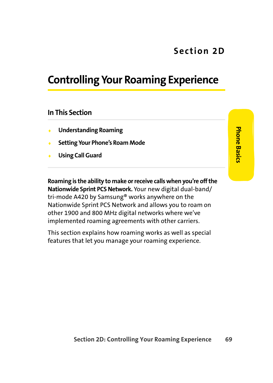 Controlling your roaming experience, 2d. controlling your roaming experience | Samsung A420 User Manual | Page 85 / 164