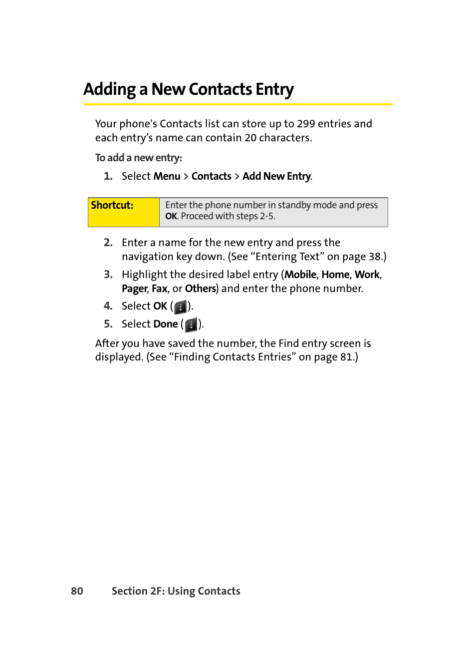 Adding a new contacts entry | Samsung A420 User Manual | Page 96 / 164