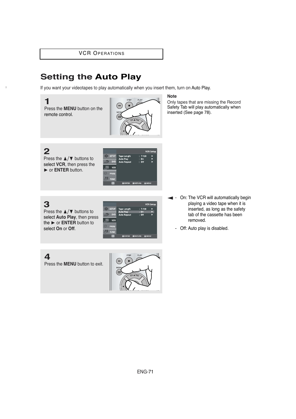 Setting the auto play | Samsung DVD-V5650 User Manual | Page 71 / 92