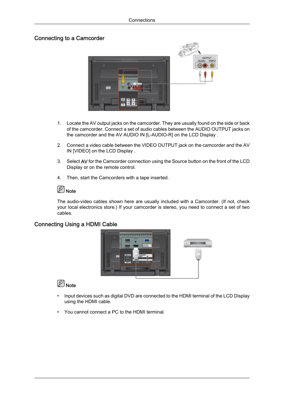 Connecting to a camcorder, Connecting using a hdmi cable | Samsung SyncMaster 320MXn-2 User Manual | Page 28 / 111