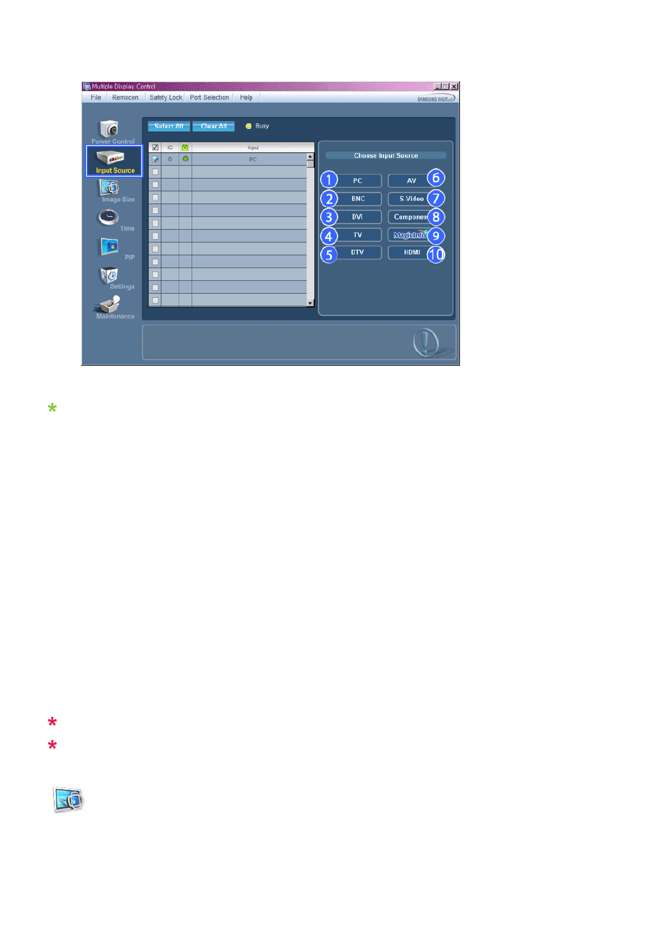 Image size pc, bnc, dvi | Samsung SyncMaster 320MXn-2 User Manual | Page 45 / 111