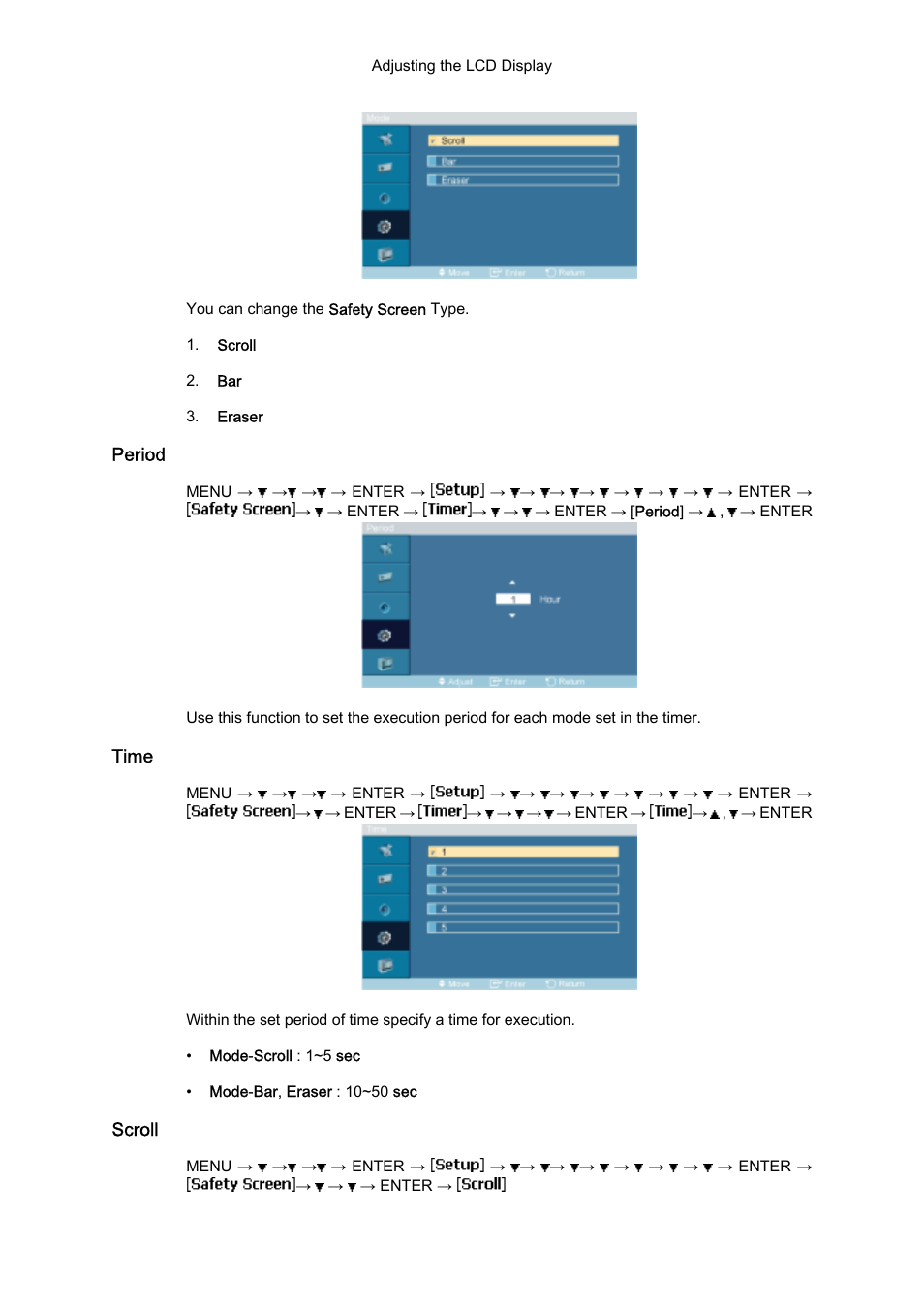 Period, Time, Scroll | Samsung SyncMaster 320MXn-2 User Manual | Page 83 / 111