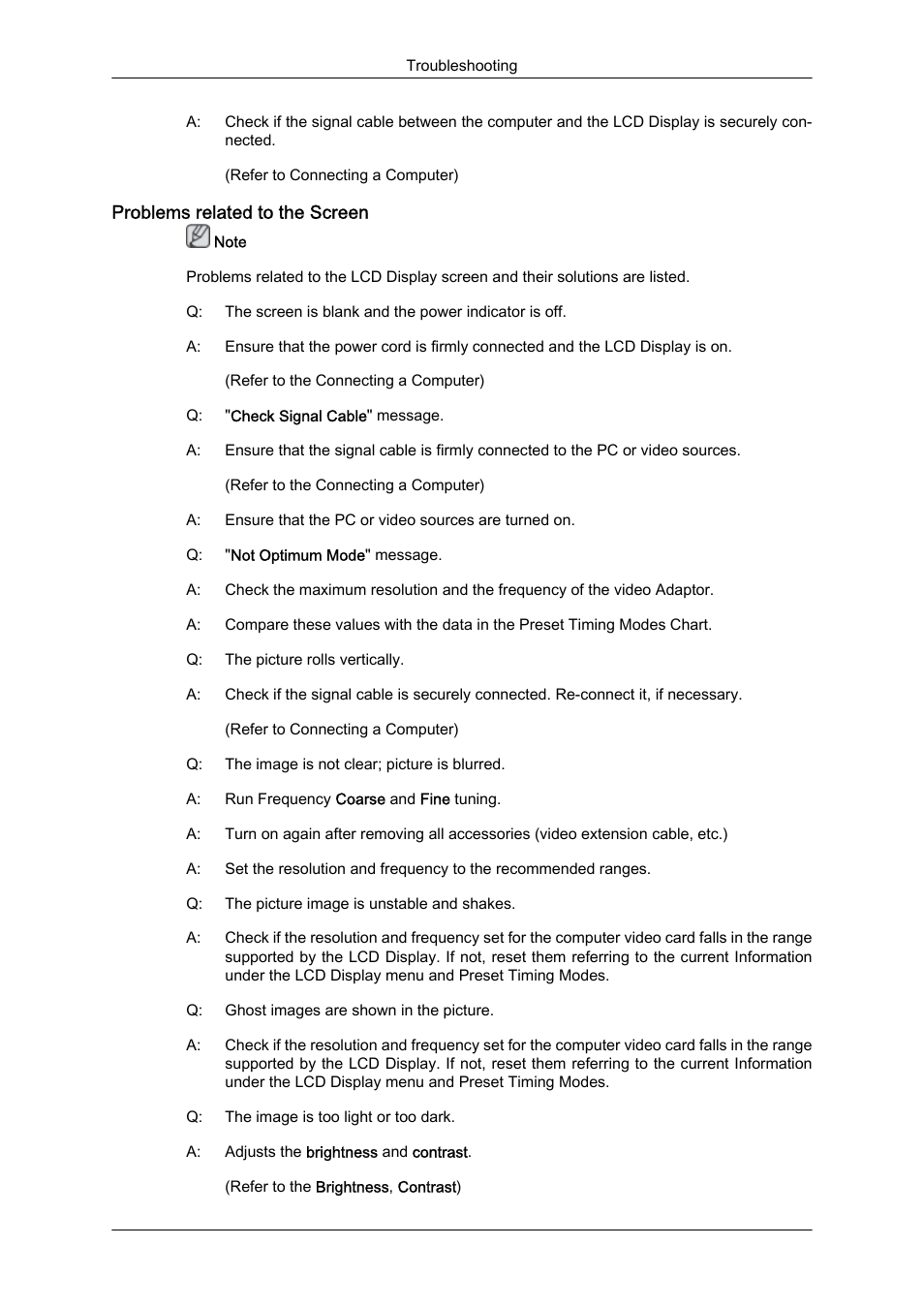 Problems related to the screen | Samsung SyncMaster 320MXn-2 User Manual | Page 93 / 111