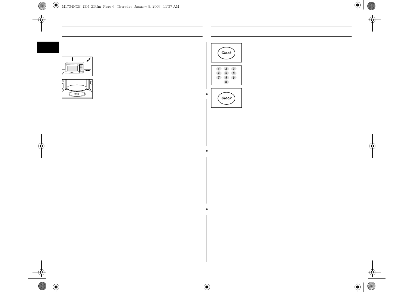 Installing your microwave oven, Setting the time (m1734nce/m1735nce ) | Samsung M1713NCE User Manual | Page 6 / 16