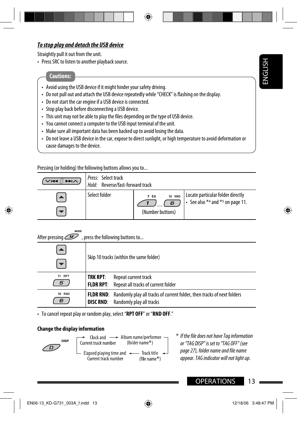 English 13 operations | JVC KD-G731 User Manual | Page 13 / 117