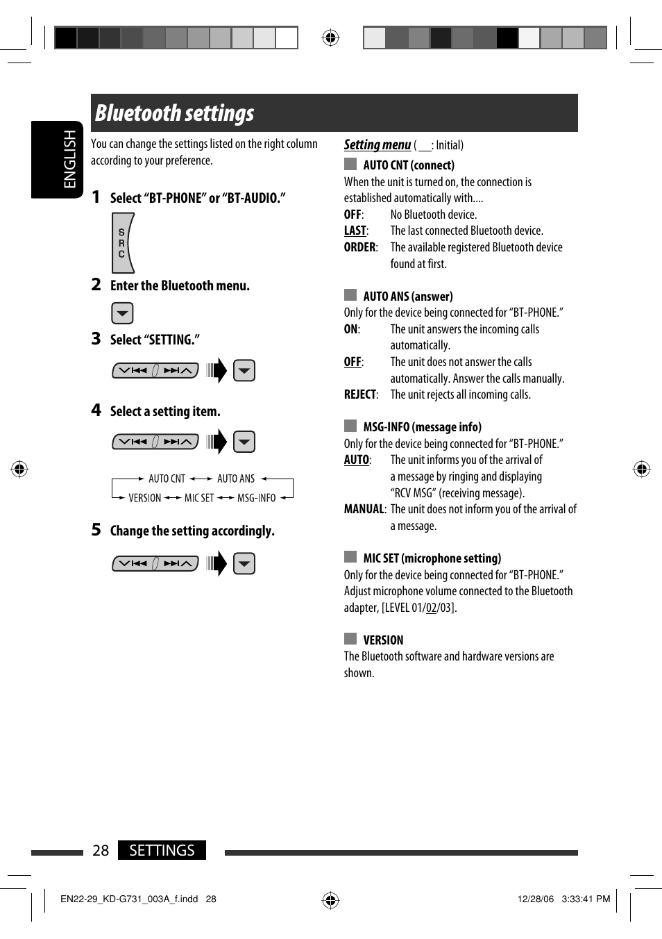 Bluetooth settings | JVC KD-G731 User Manual | Page 28 / 117