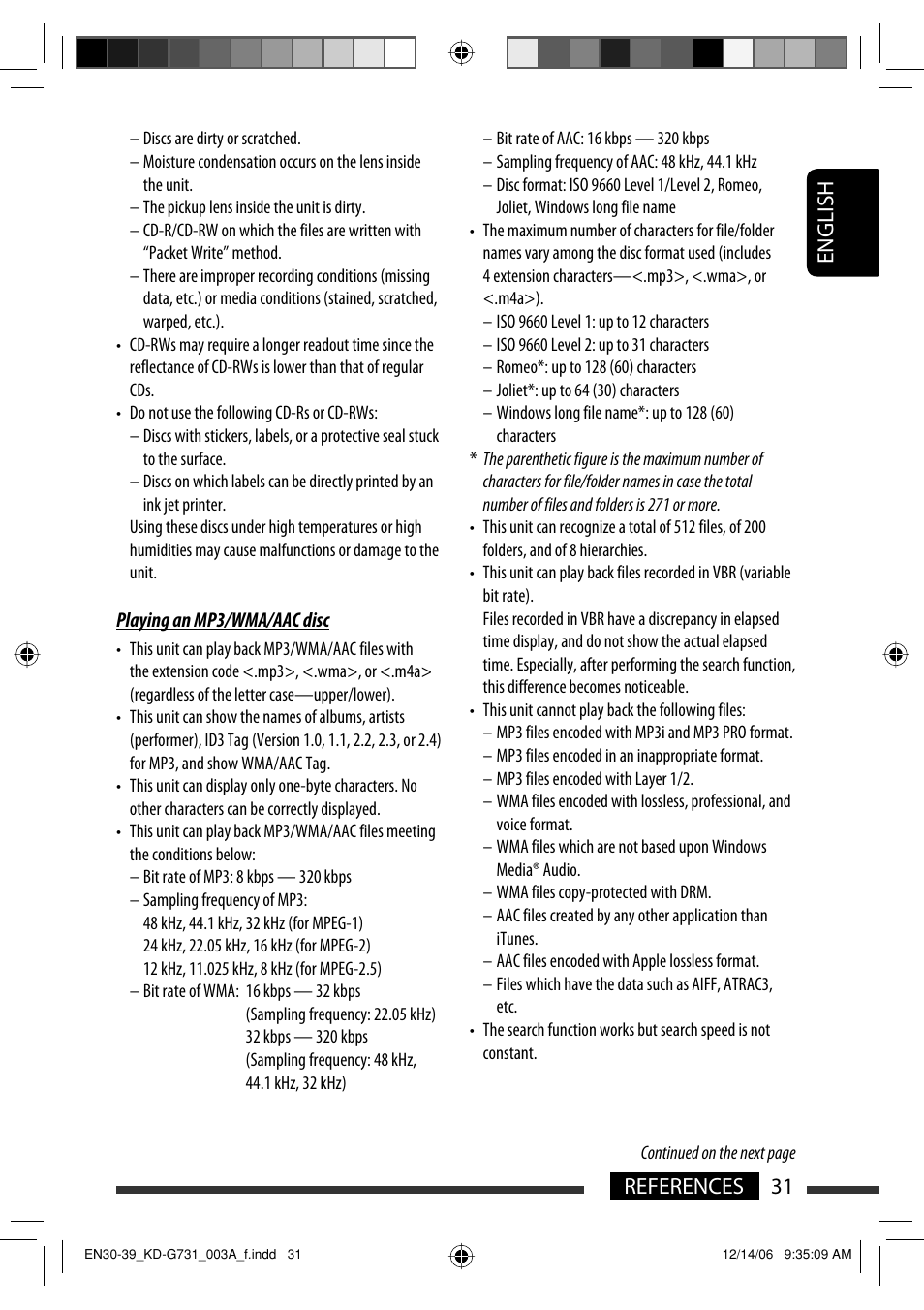 English 31 references | JVC KD-G731 User Manual | Page 31 / 117