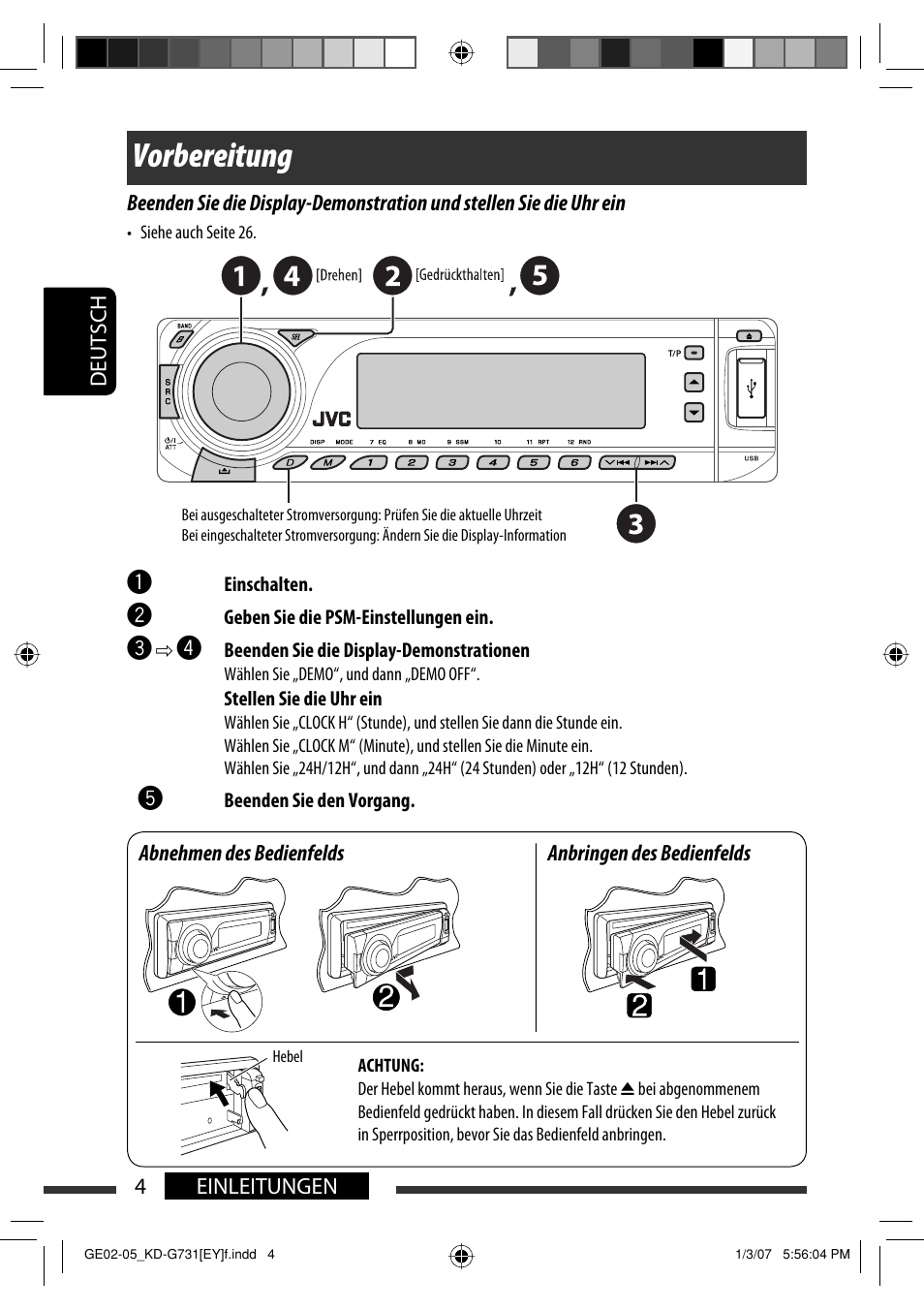 Vorbereitung | JVC KD-G731 User Manual | Page 42 / 117