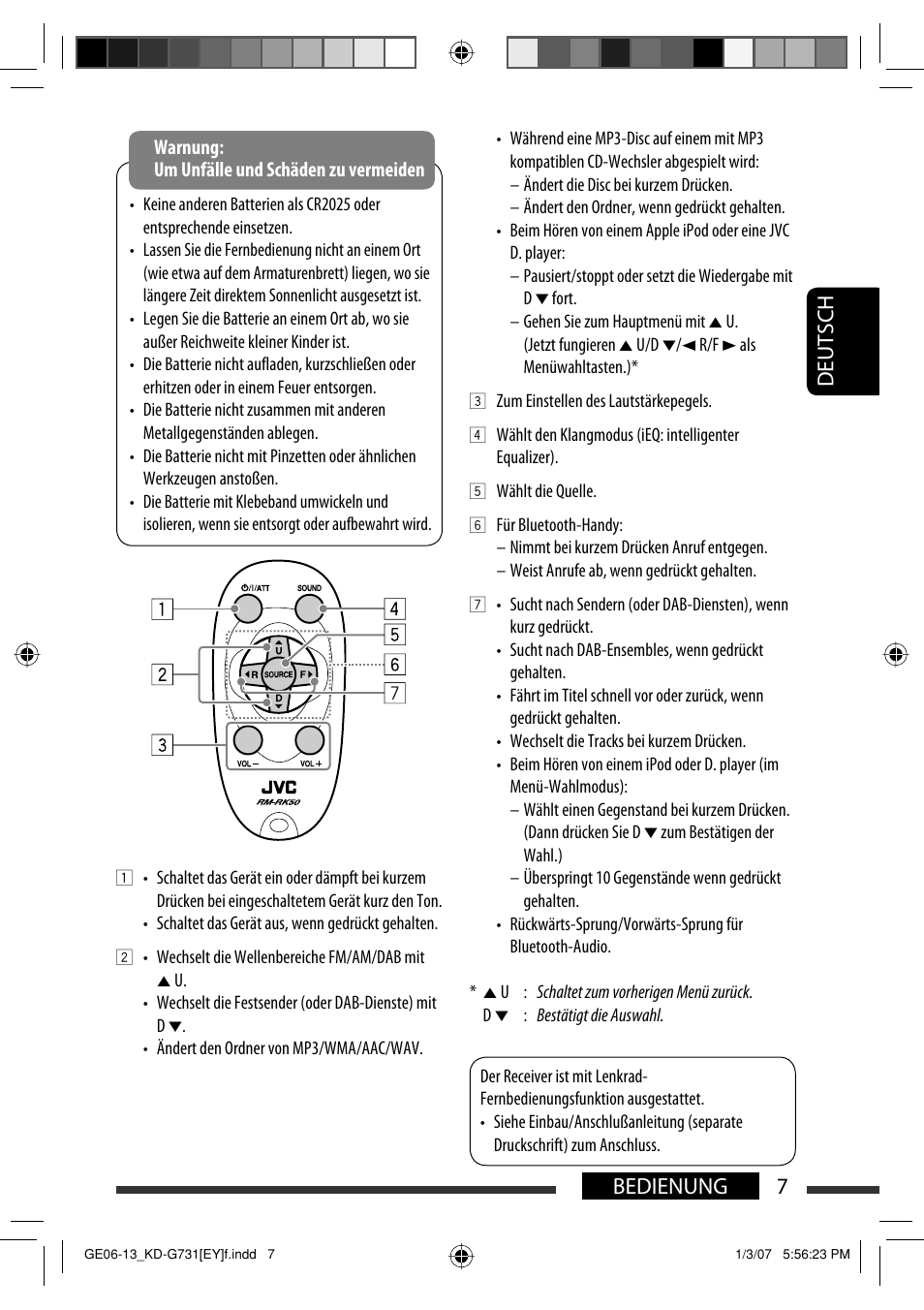 7bedienung deutsch | JVC KD-G731 User Manual | Page 45 / 117