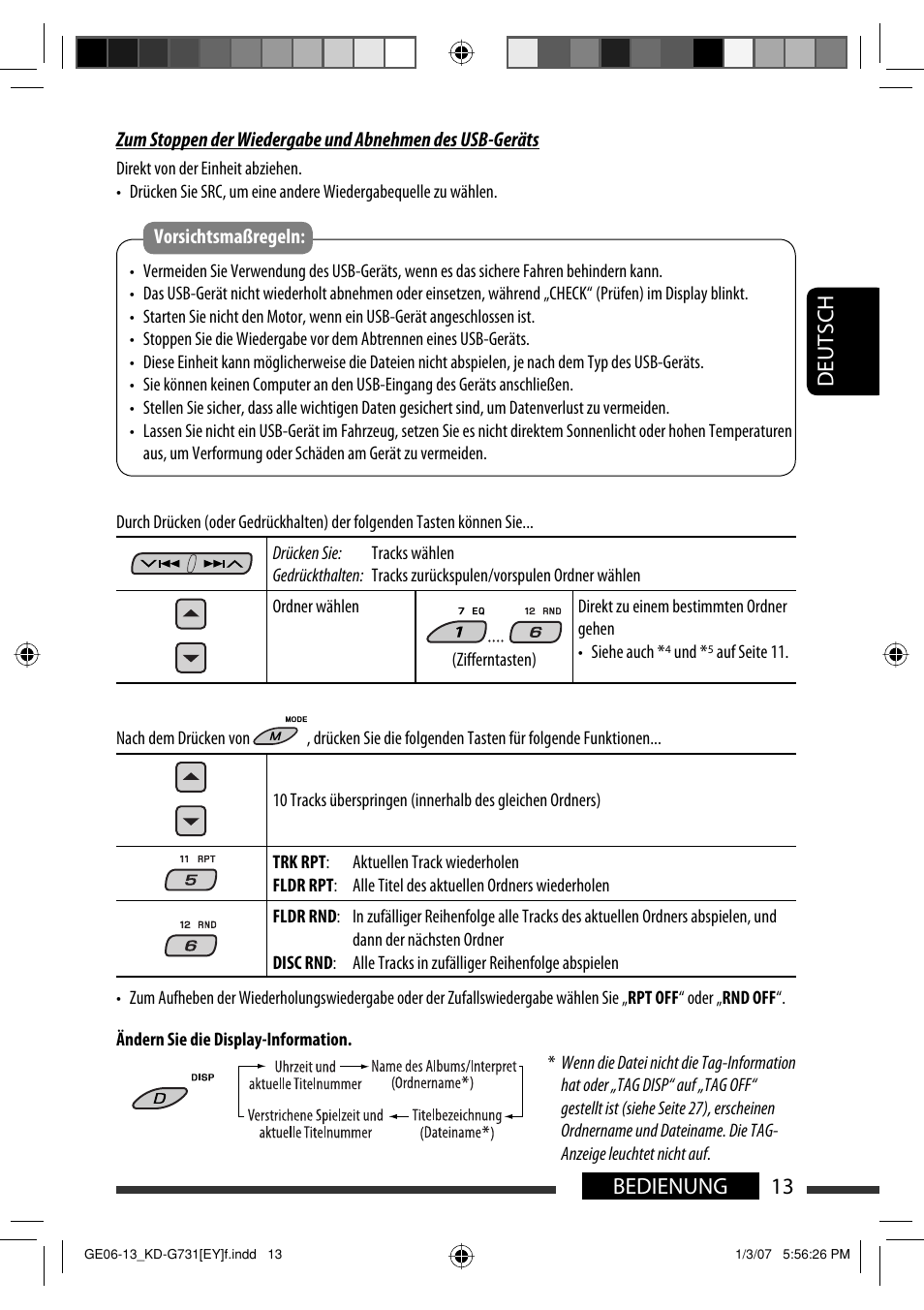 13 bedienung deutsch | JVC KD-G731 User Manual | Page 51 / 117