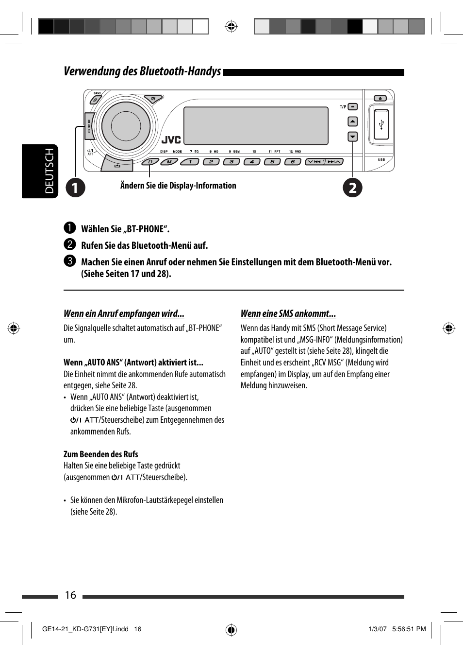 Verwendung des bluetooth-handys | JVC KD-G731 User Manual | Page 54 / 117