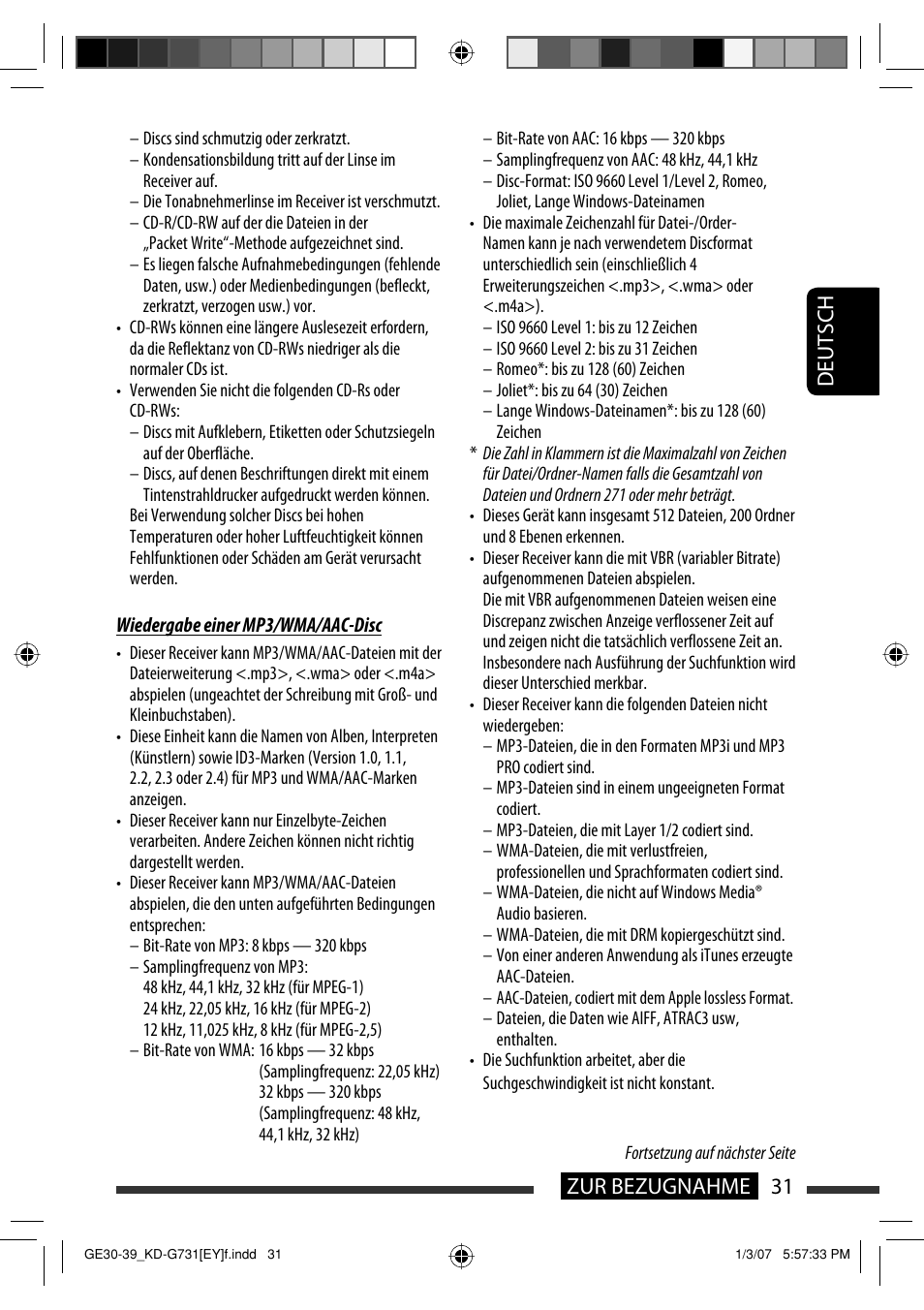 31 zur bezugnahme deutsch | JVC KD-G731 User Manual | Page 69 / 117