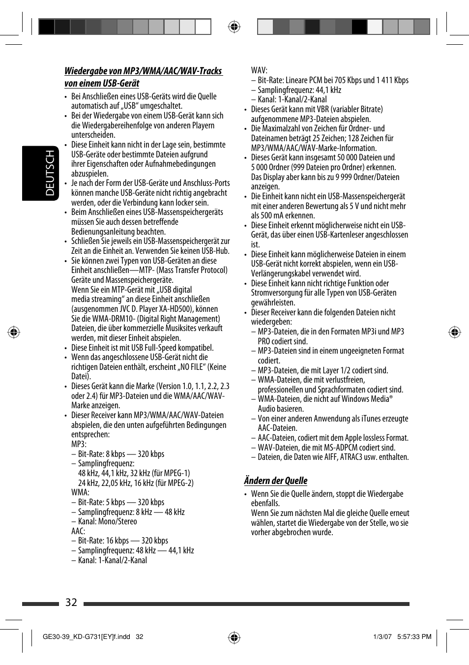32 deutsch | JVC KD-G731 User Manual | Page 70 / 117
