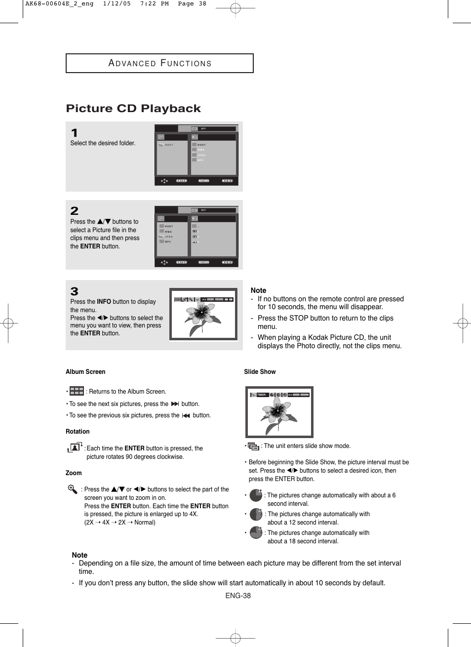 Picture cd playback | Samsung DVD-P250K User Manual | Page 98 / 120