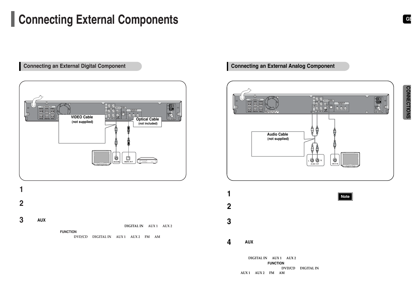 Connecting external components | Samsung HT-UP30 User Manual | Page 10 / 36