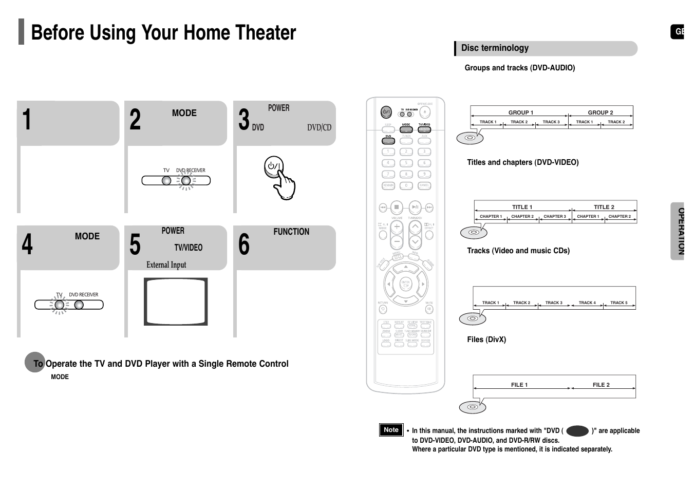 Operation, Before using your home theater | Samsung HT-UP30 User Manual | Page 11 / 36