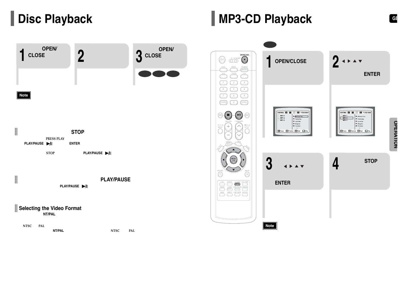 Disc playback, Mp3- cd playback, Mp3-cd playback | Samsung HT-UP30 User Manual | Page 12 / 36
