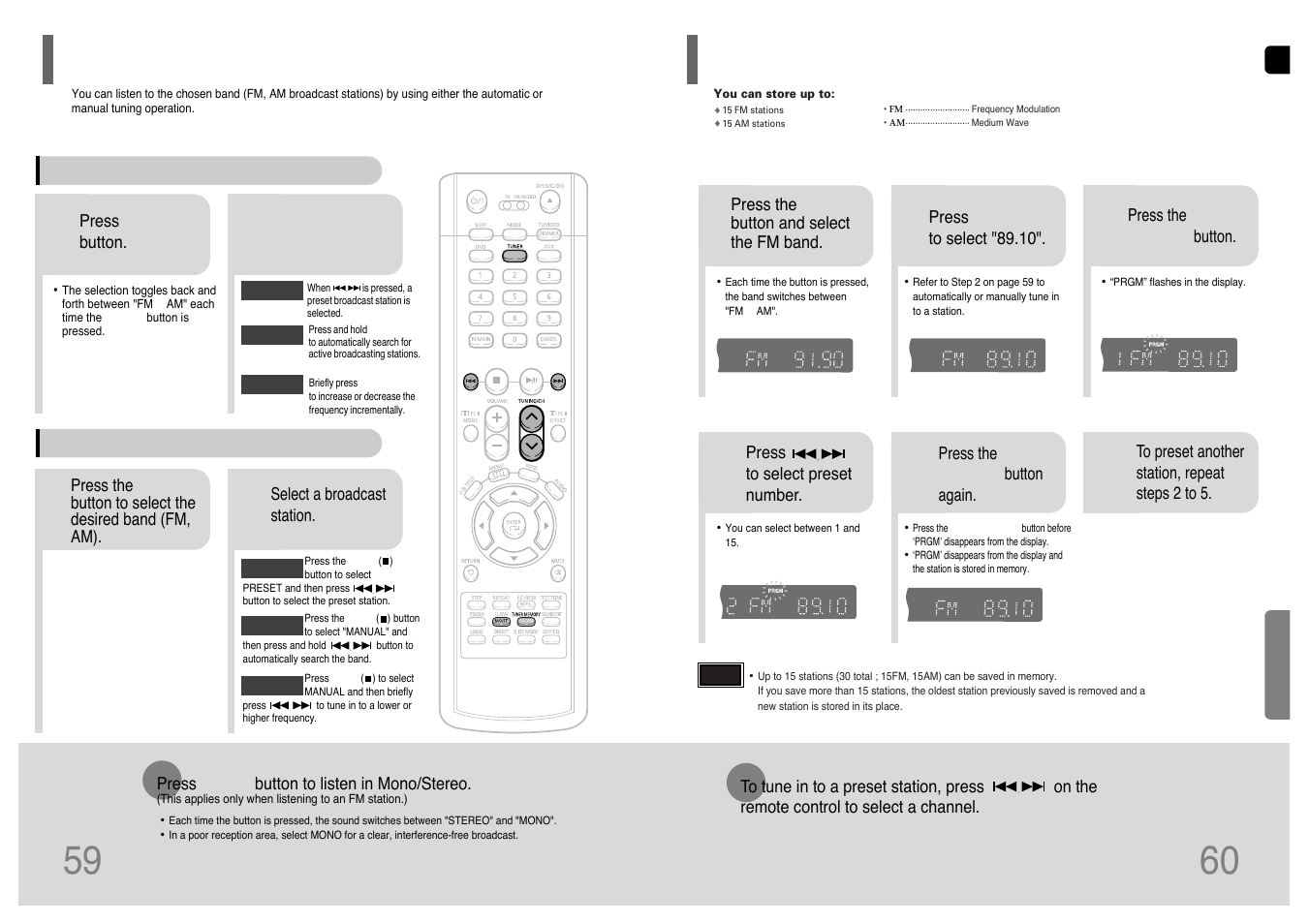 Radio operation, Listening to radio, Presetting stations | Samsung HT-UP30 User Manual | Page 31 / 36