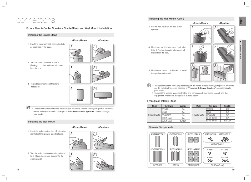 Connections | Samsung HT-TZ215  EN User Manual | Page 10 / 37