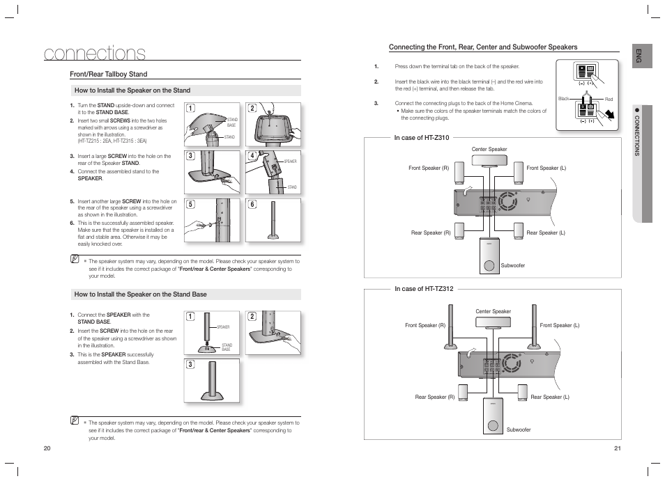 Connections, Ipod aux in 2 | Samsung HT-TZ215  EN User Manual | Page 11 / 37