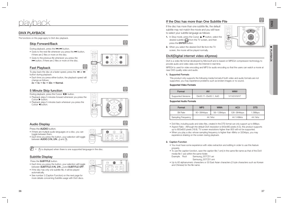 Playback | Samsung HT-TZ215  EN User Manual | Page 19 / 37