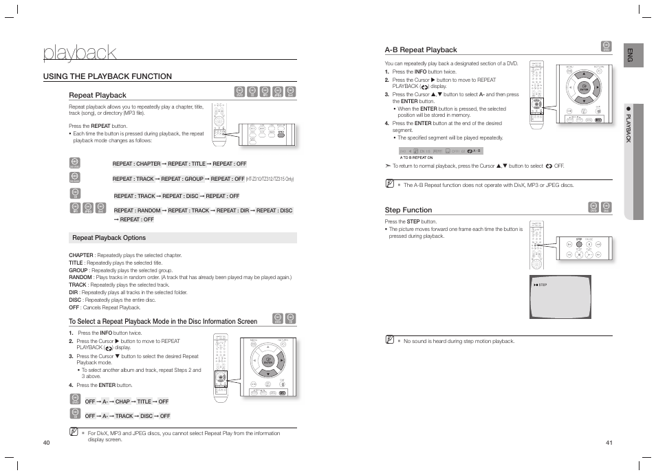 Playback, Dbagd | Samsung HT-TZ215  EN User Manual | Page 21 / 37