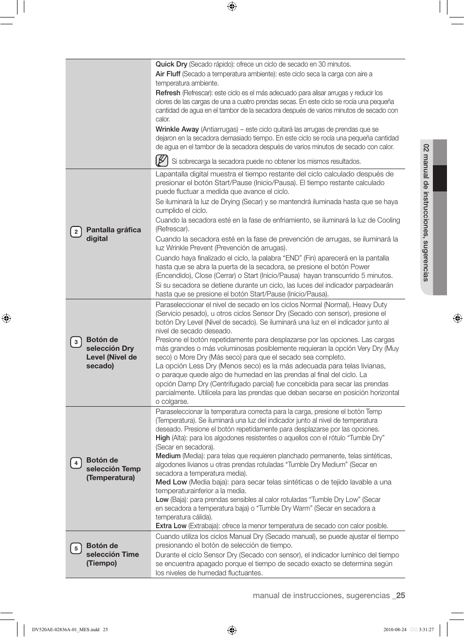 Samsung DV520AE-02836A-01 User Manual | Page 67 / 84