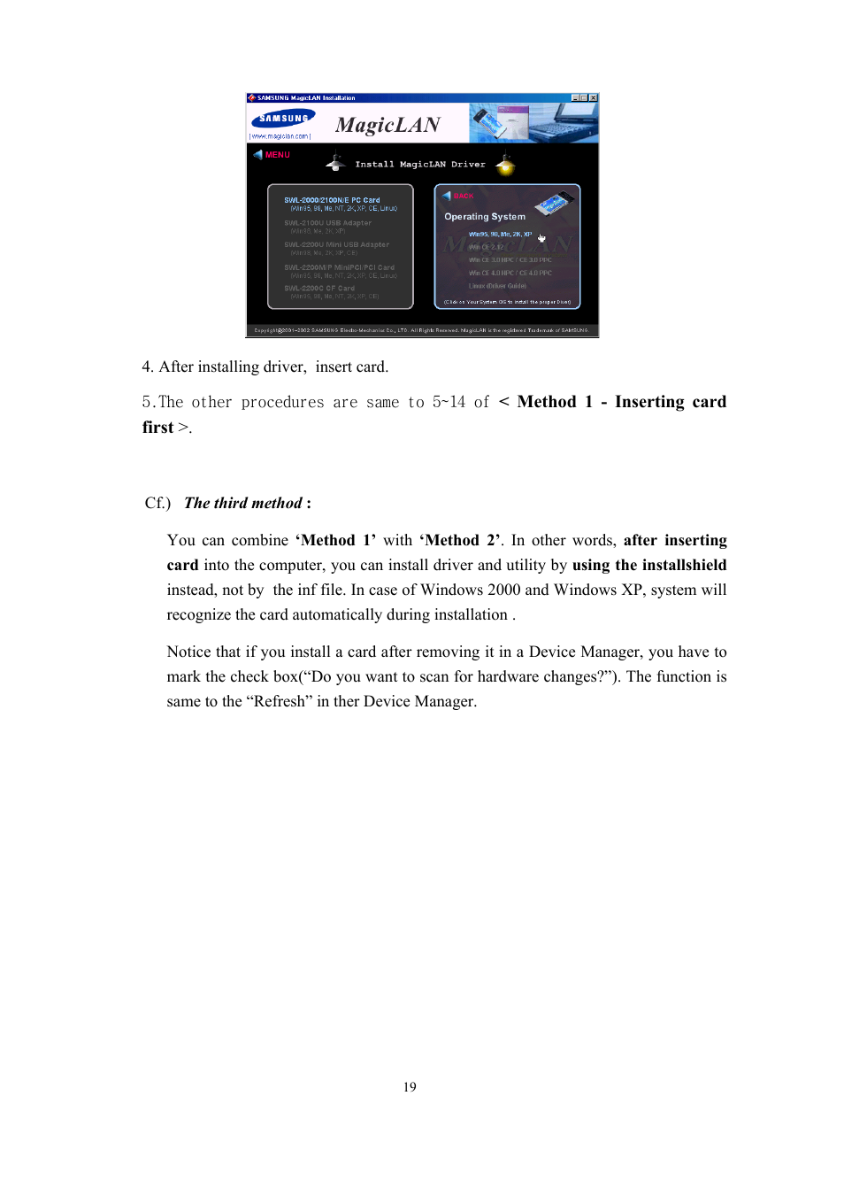 Samsung SWL-2100N User Manual | Page 19 / 75