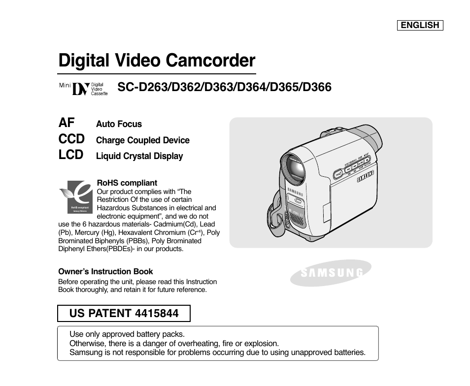 Samsung digital SC-D363 User Manual | 111 pages