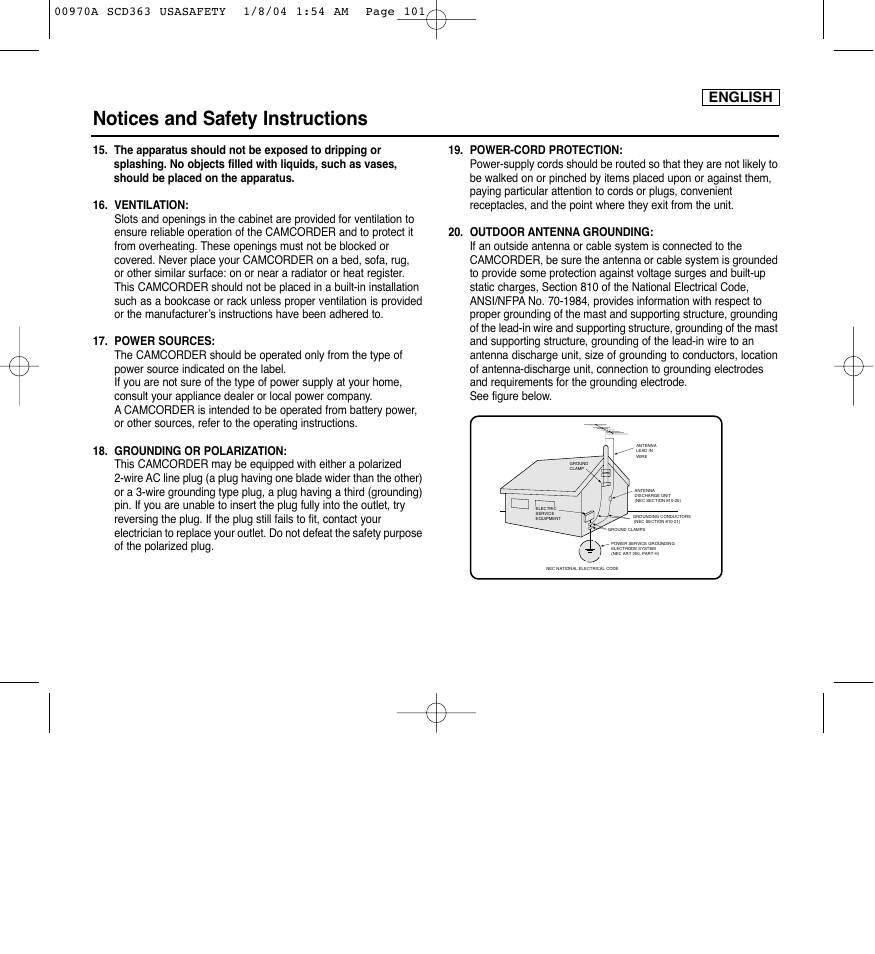 Notices and safety instructions, English | Samsung digital SC-D363 User Manual | Page 3 / 111