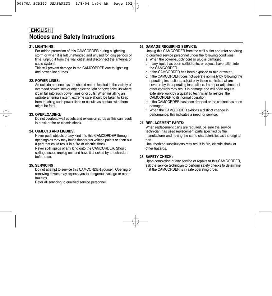 Notices and safety instructions | Samsung digital SC-D363 User Manual | Page 4 / 111