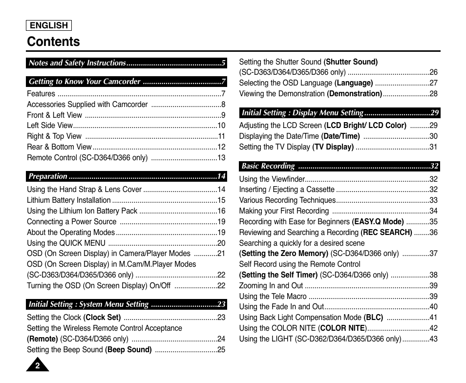 Samsung digital SC-D363 User Manual | Page 6 / 111