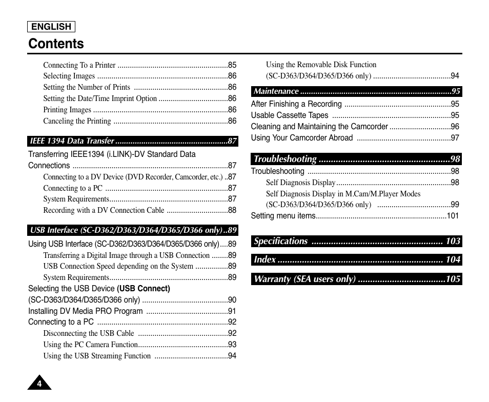 Samsung digital SC-D363 User Manual | Page 8 / 111