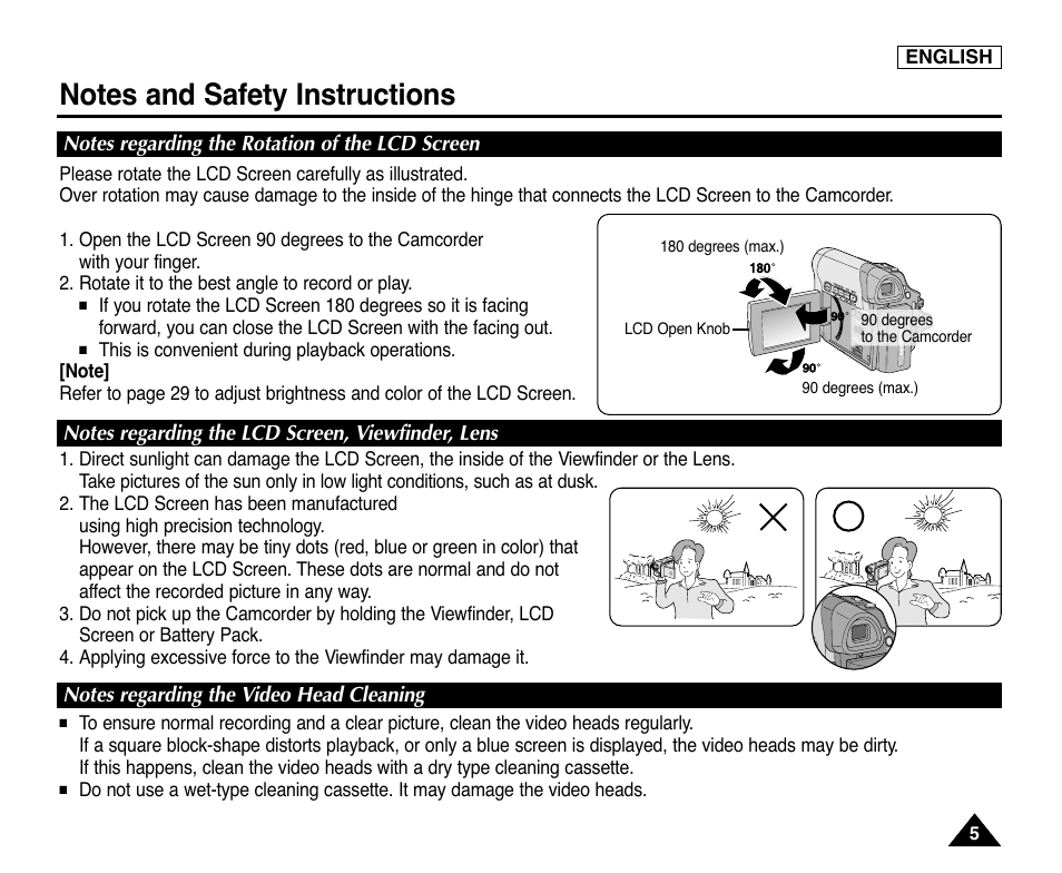 Notes and safety instructions | Samsung digital SC-D363 User Manual | Page 9 / 111