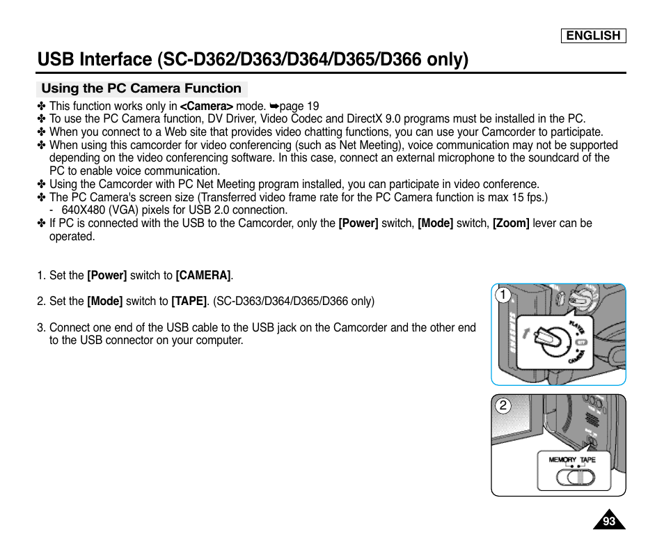 Using the pc camera function | Samsung digital SC-D363 User Manual | Page 97 / 111