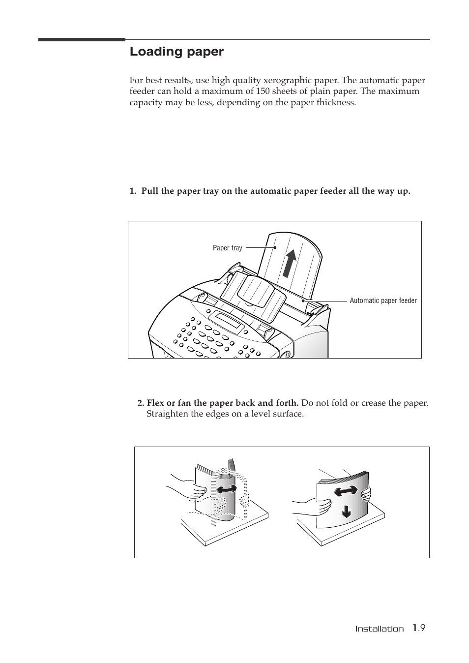 Loading paper | Samsung SF-515 User Manual | Page 18 / 48