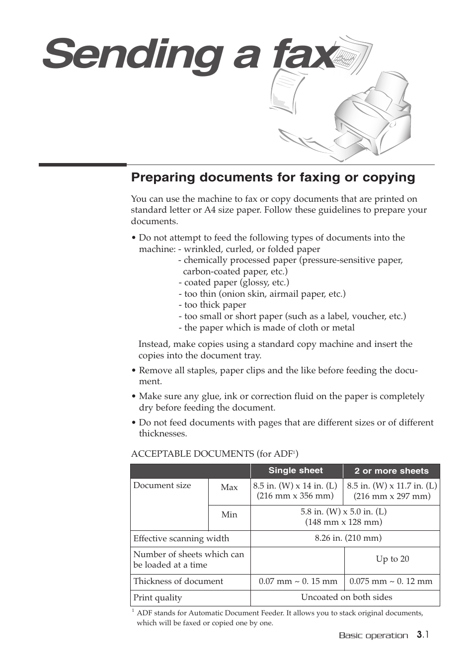 Sending a fax, Preparing documents for faxing or copying | Samsung SF-515 User Manual | Page 31 / 48