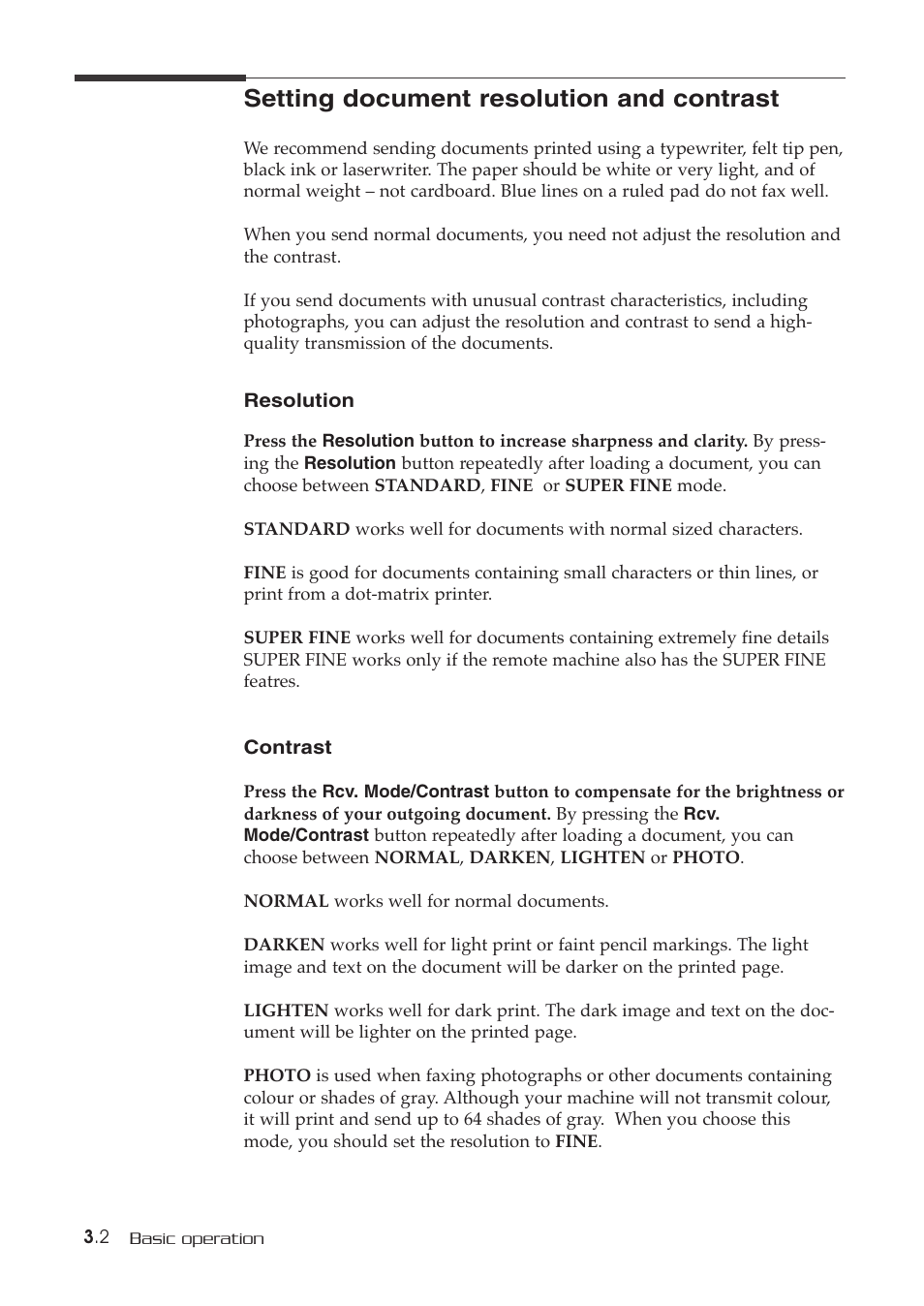 Setting document resolution and contrast | Samsung SF-515 User Manual | Page 32 / 48