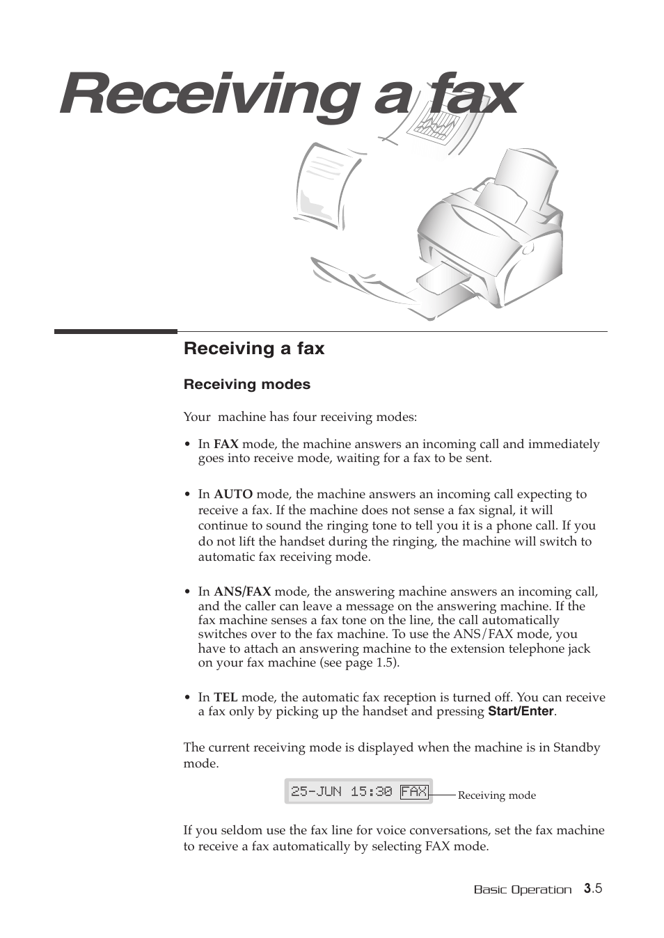 Receiving a fax | Samsung SF-515 User Manual | Page 35 / 48