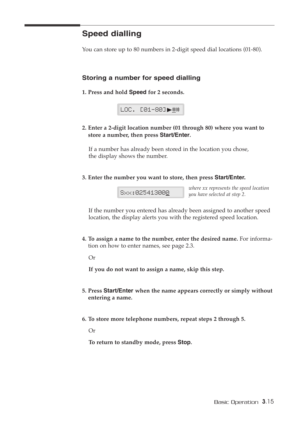 Speed dialling | Samsung SF-515 User Manual | Page 45 / 48