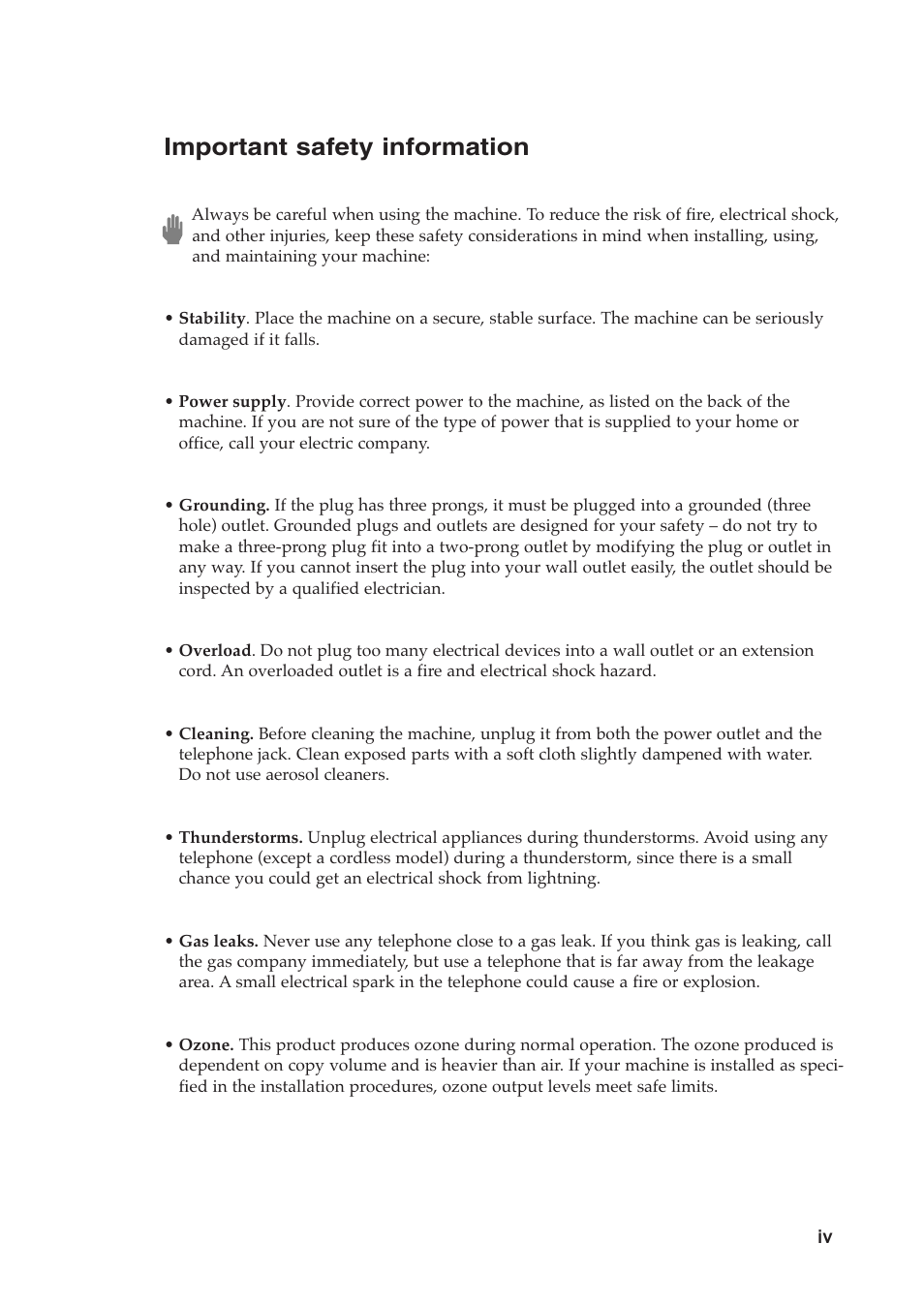 Important safety information | Samsung SF-515 User Manual | Page 6 / 48