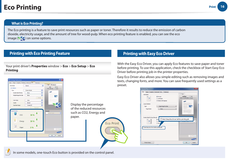 Eco printing | Samsung All in One Printer User Manual | Page 16 / 60