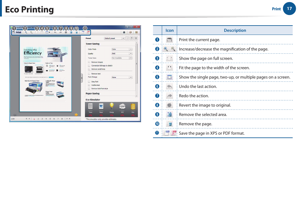 Eco printing | Samsung All in One Printer User Manual | Page 17 / 60
