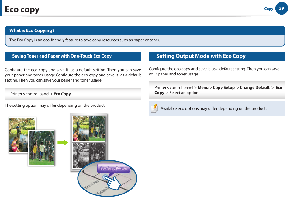 Eco copy | Samsung All in One Printer User Manual | Page 29 / 60
