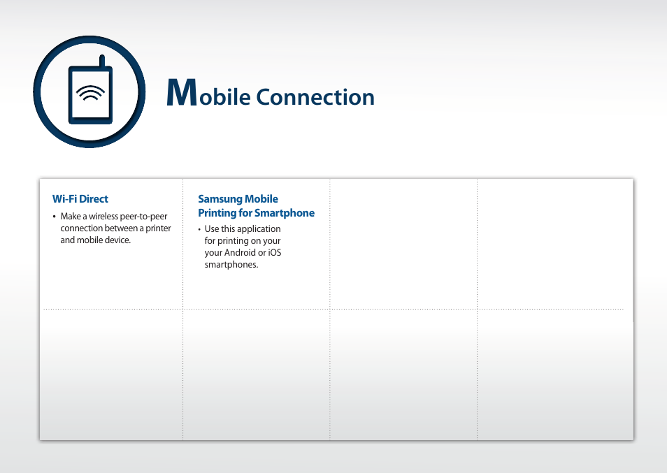 Obile connection | Samsung All in One Printer User Manual | Page 45 / 60