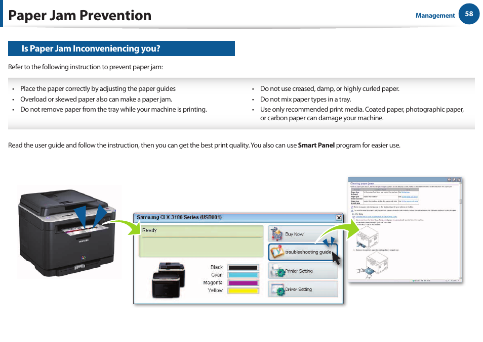 Paper jam prevention | Samsung All in One Printer User Manual | Page 58 / 60