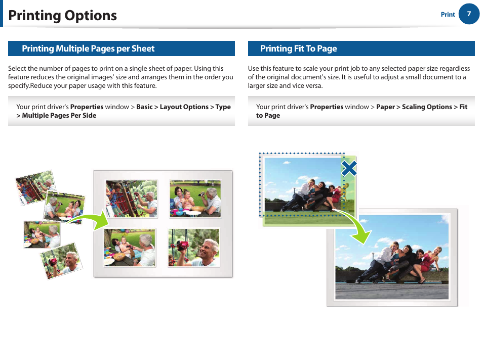 Printing options | Samsung All in One Printer User Manual | Page 7 / 60