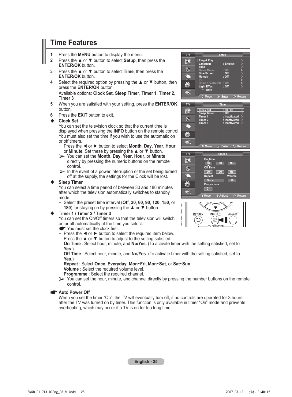 Time features | Samsung BN68-01171B-03 User Manual | Page 25 / 65