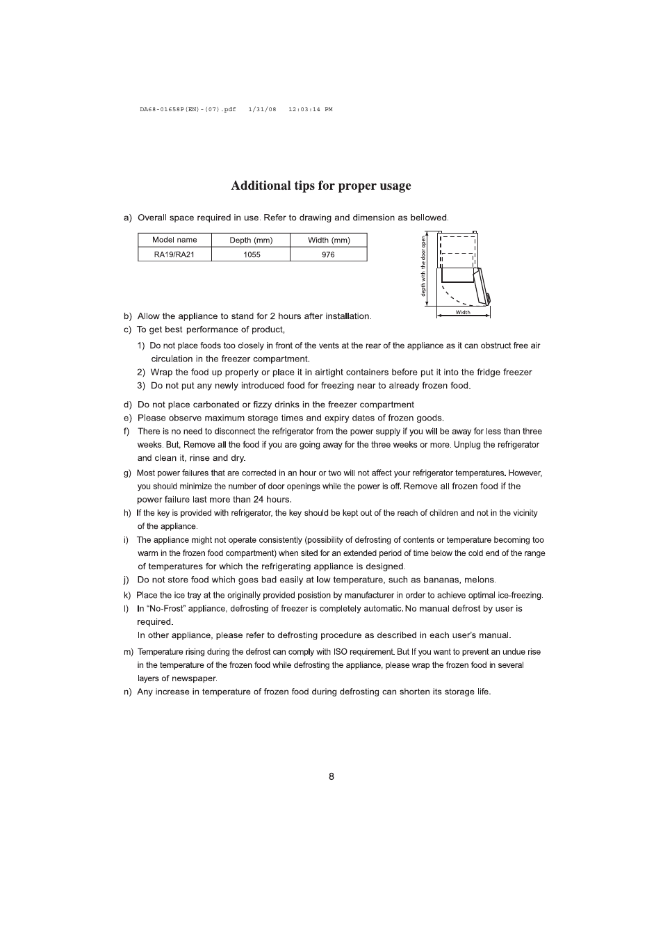 Additional tips for proper usage | Samsung RA19V User Manual | Page 8 / 8